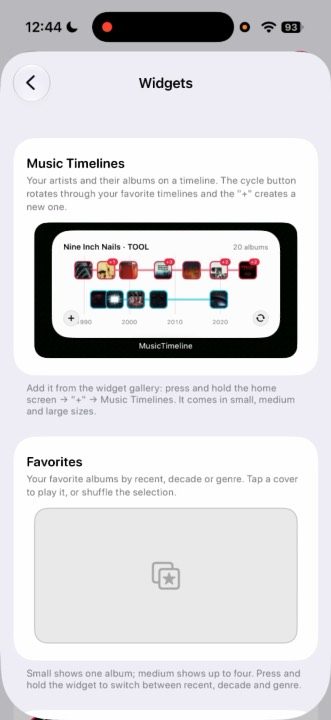 Widget settings. A showcase of each widget.